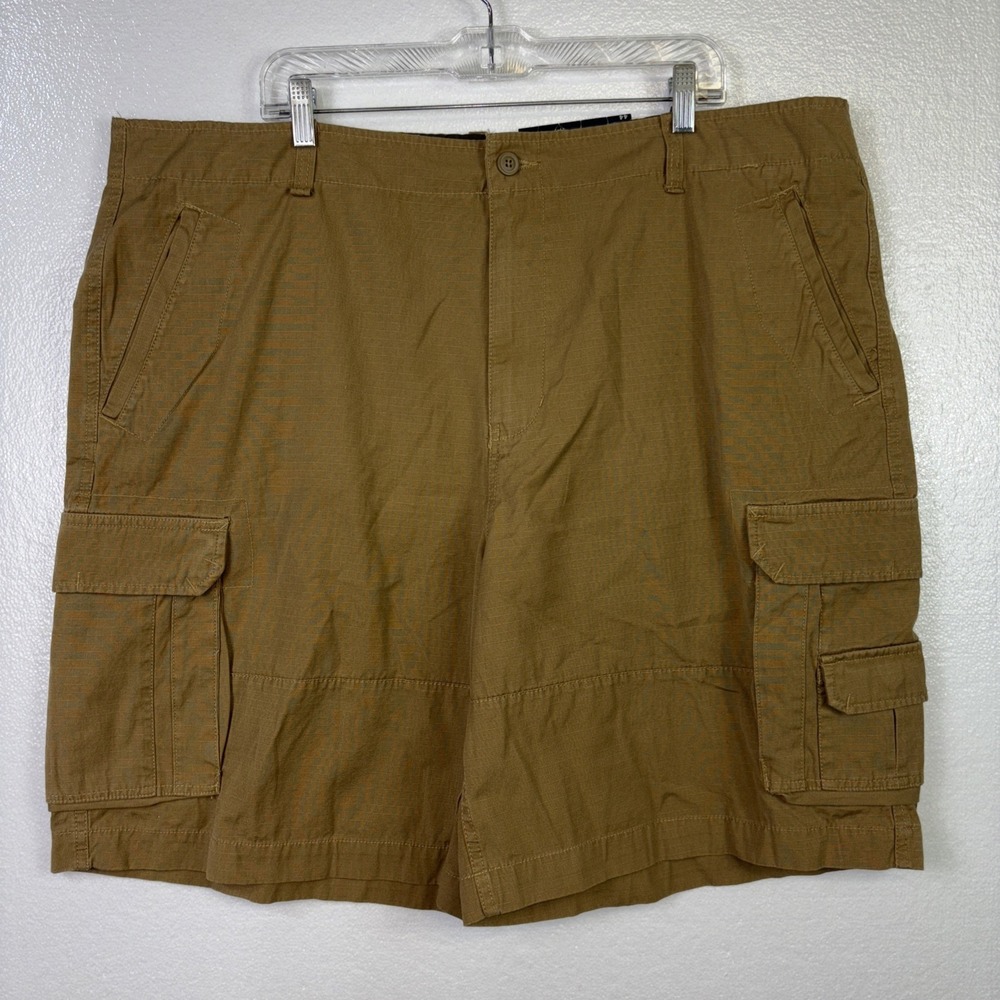 Faded Glory Rip Stop Cargo Shorts Mens Sz 44 Khaki Brown Flat front New